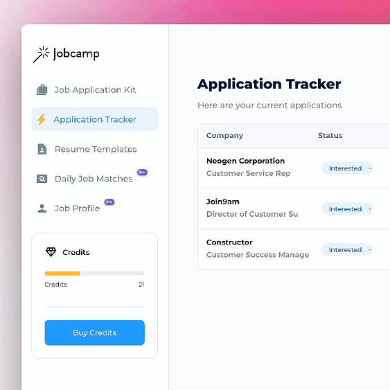 Image of the application tracking feature