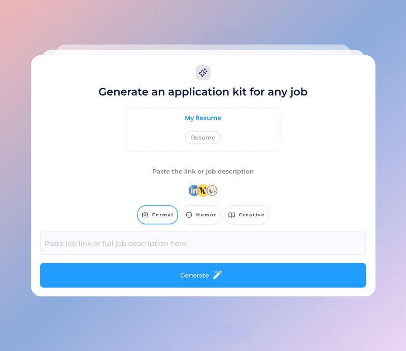 Application kit with job details